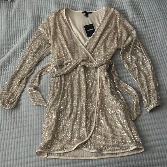 Sequin Wrap Style Dress - Picture 1 of 3